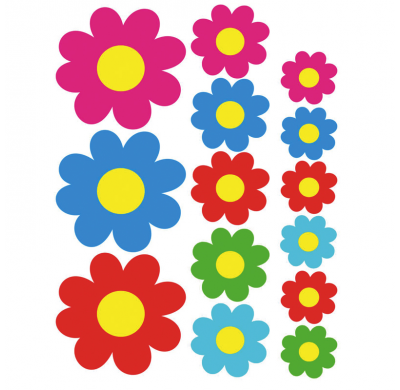 Hoja Adhesiva Flores De Color - 24,5x32x5cm